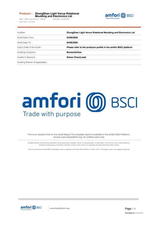 BSCI Certificate